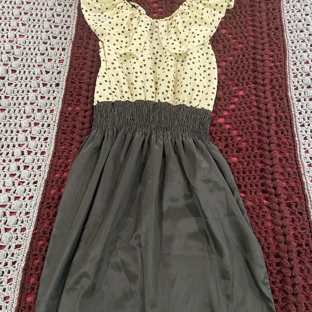 Charming Polka Dot Dress in Cream and Black